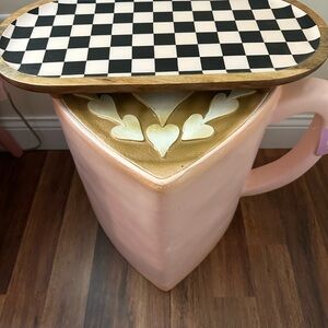 Wooden Made in India Black & White Checkered Platter Tray